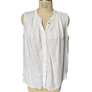 The Shirt Company London Sleeveless Linen Blouse in White Size Large